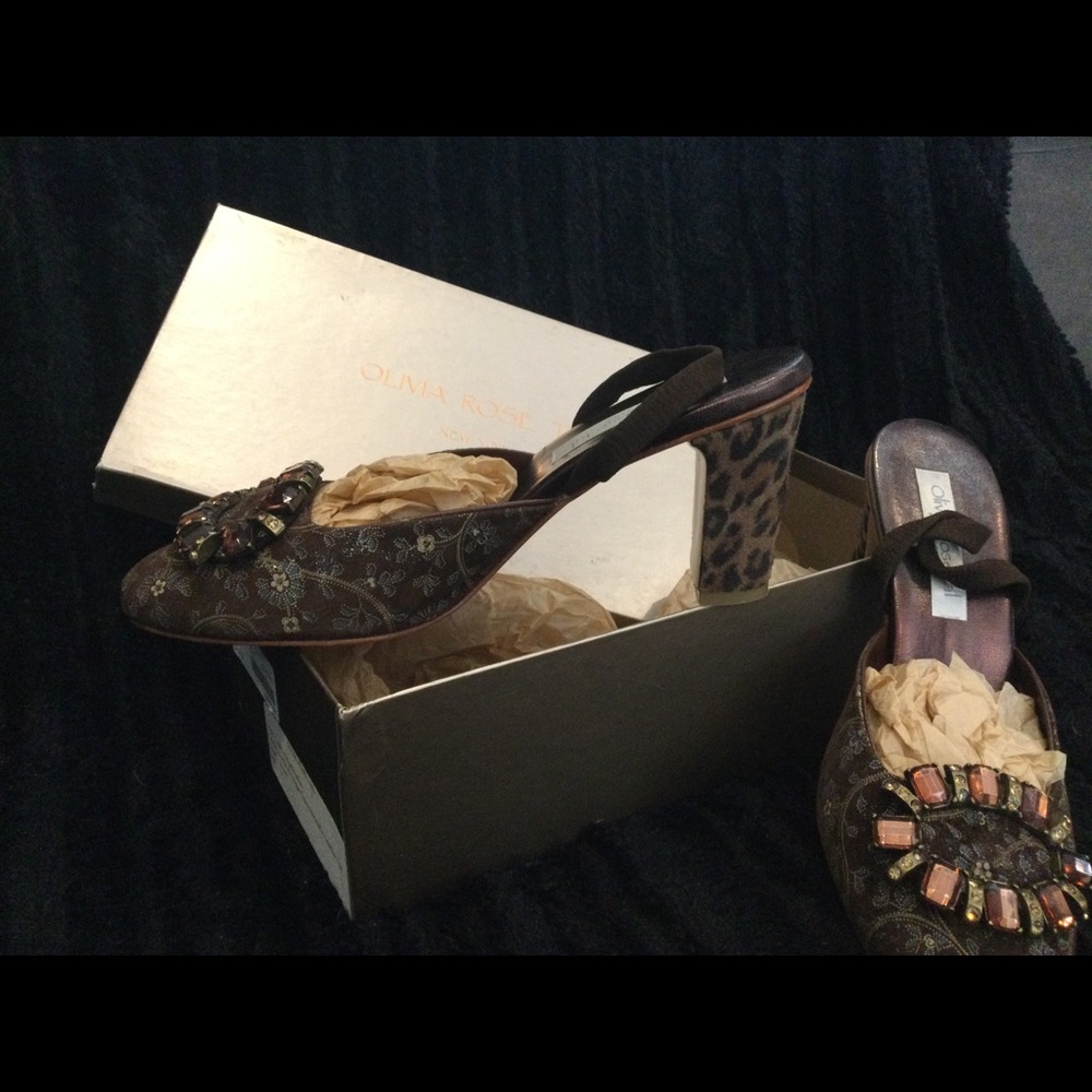 Olivia Rose Tal Leopard Mule style heels - Picture 3 of 5